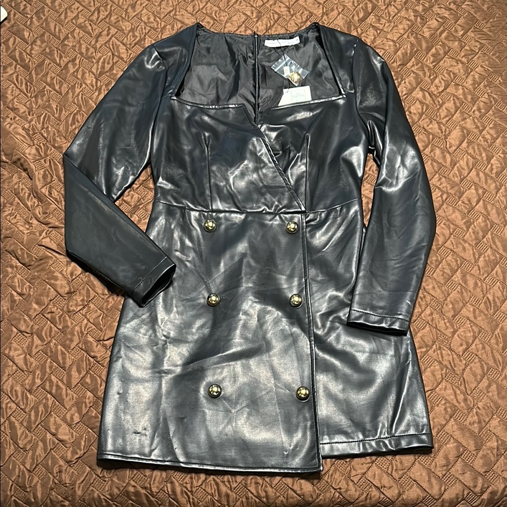 Black Mini Dress with Glossy Finish